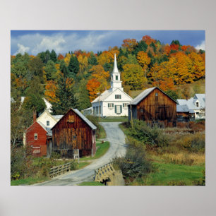 USA, Vermont, Waits River. Herbstlaub fügt hinzu Poster