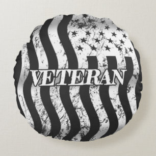 USA Veteran - Vintage weiße senkrechte Rundes Kissen