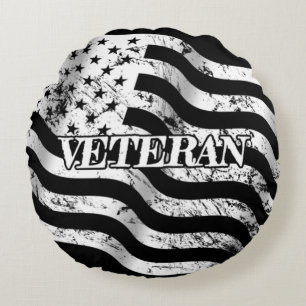 USA Veteran - weiß Vintag Rundes Kissen