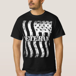 USA Veteran - weißes vintage vertikales Design T-Shirt