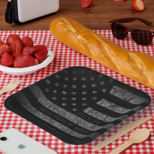 USA Vintag Black Grunge American Flag Pappteller