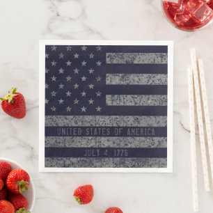 USA Vintag Dark Blue Grunge American Flag Serviette
