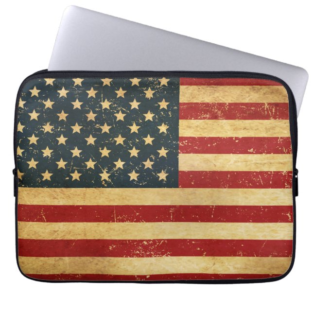 USA Vintag Grunge Flag Laptop Sleeve (Vorderseite)