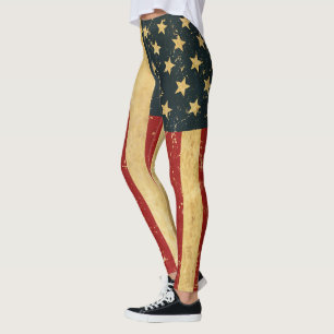 USA Vintag Grunge Flag Leggings