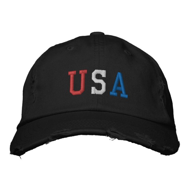 USA Vintag Style American Red White Bestickte Baseballkappe (Vorderseite)