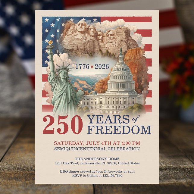 USA Vintage America's Semiquincentennial 250 Years Einladung (USA Vintage America's Semiquincentennial 250 Years Invitation)