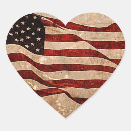 USA - Vintage amerikanische Flagge Herz-Aufkleber