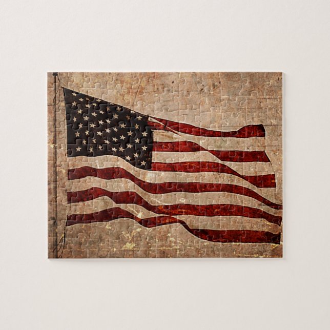 USA - Vintage amerikanische Flagge Puzzle (Horizontal)