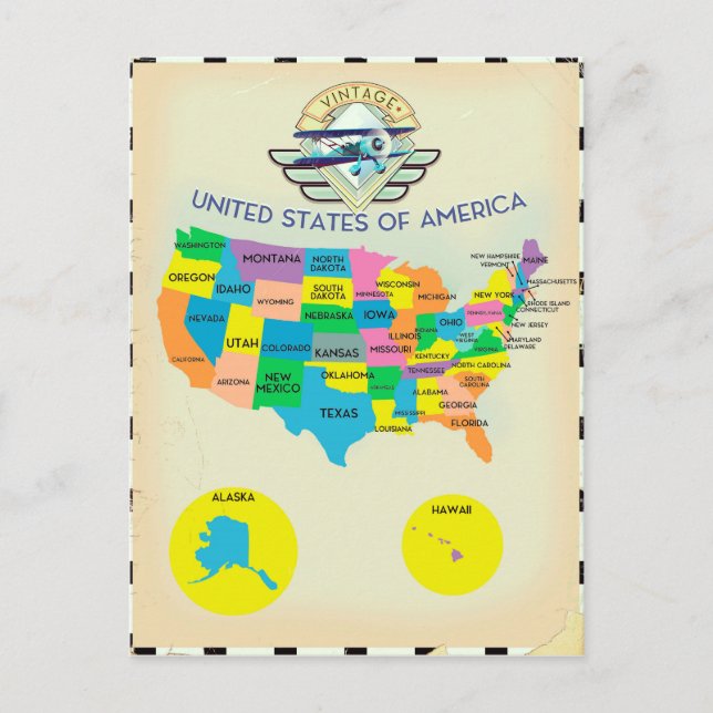 USA Vintage Karte (Vorderseite)