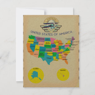 USA Vintage Karte
