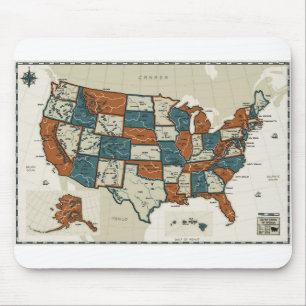 USA - Vintage Karte Mousepad