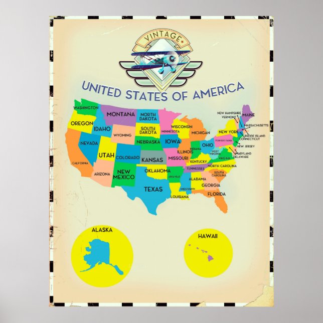 USA Vintage Karte Poster (Vorne)