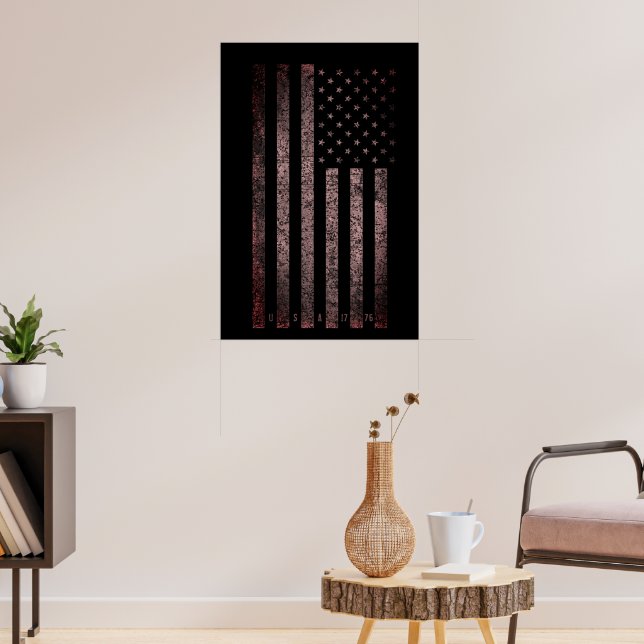 USA - Vintages Rosa und schwarze Grunge - Amerikan Poster (Wohnzimmer 3)