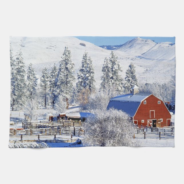 USA, Washington, Methow Tal, Scheunen herein Geschirrtuch (Horizontal)