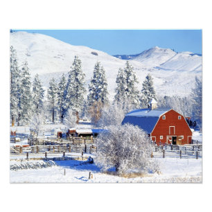 USA, Washington, Methow Valley, Barns in Fotodruck