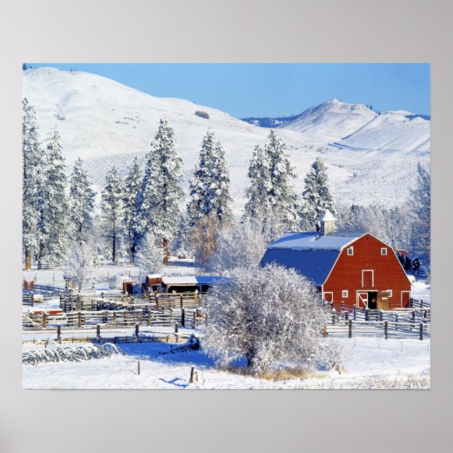USA, Washington, Methow Valley, Barns in Poster (Vorne)
