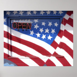 USA, Washington, Moses Lake. Flaggenwandgemälde au Poster