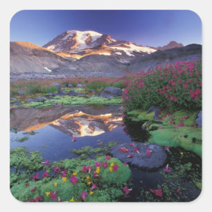 USA, Washington, Mt. Rainier NP, Sonnenaufgang, Quadratischer Aufkleber