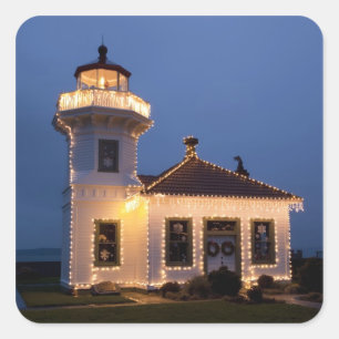 USA, Washington, Mukilteo. Leuchtturm Mukilteo Quadratischer Aufkleber