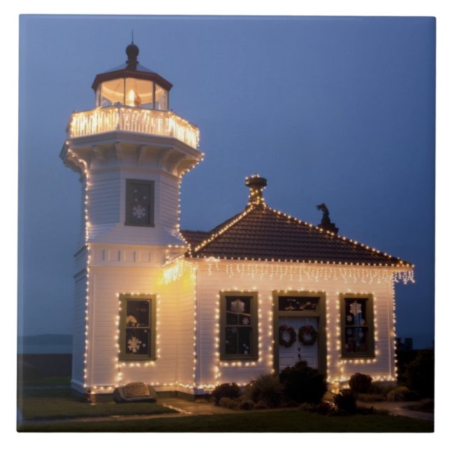 USA, Washington, Mukilteo. Mukilteo Leuchtturm Fliese (Vorderseite)