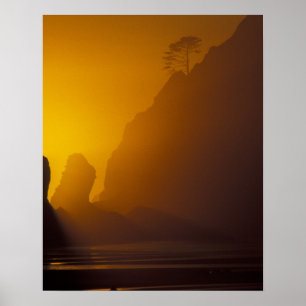 USA, Washington, Olympic Nat'l Park, Sonnenunterga Poster