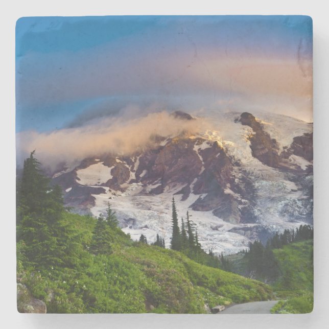 USA, Washington, Rainier. Morgensonne Steinuntersetzer (Vorderseite)