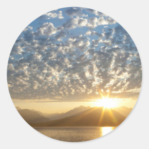 USA, Washington, Seabeck. Sonnenuntergang Runder Aufkleber
