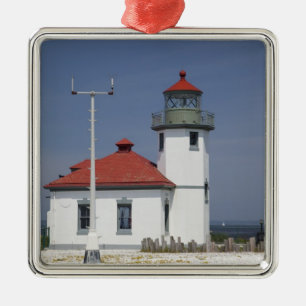 USA, Washington, Seattle, Alki Point Leuchtturm, 2 Silbernes Ornament