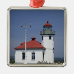 USA, Washington, Seattle, Alki Point Leuchtturm, Silbernes Ornament