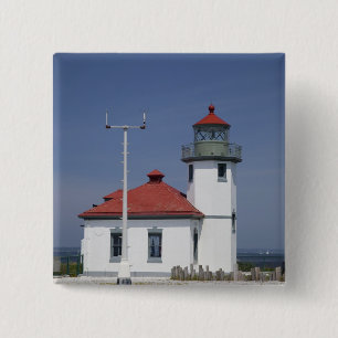 USA, Washington, Seattle, Alki Point Lighthouse, Button