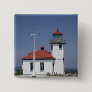 USA, Washington, Seattle, Alki Point Lighthouse, Button