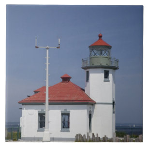 USA, Washington, Seattle, Alki Point Lighthouse, Fliese