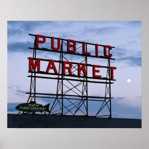 USA, Washington, Seattle, Pike Street Market Poster