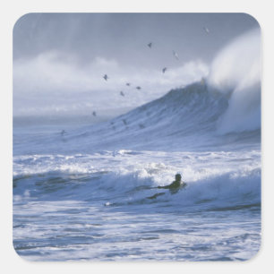 USA, Washington Staat, La Push. Man Kayak Quadratischer Aufkleber