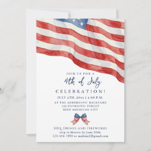 USA-Wasserfarbenflagge 4. Juli Modern Einladung