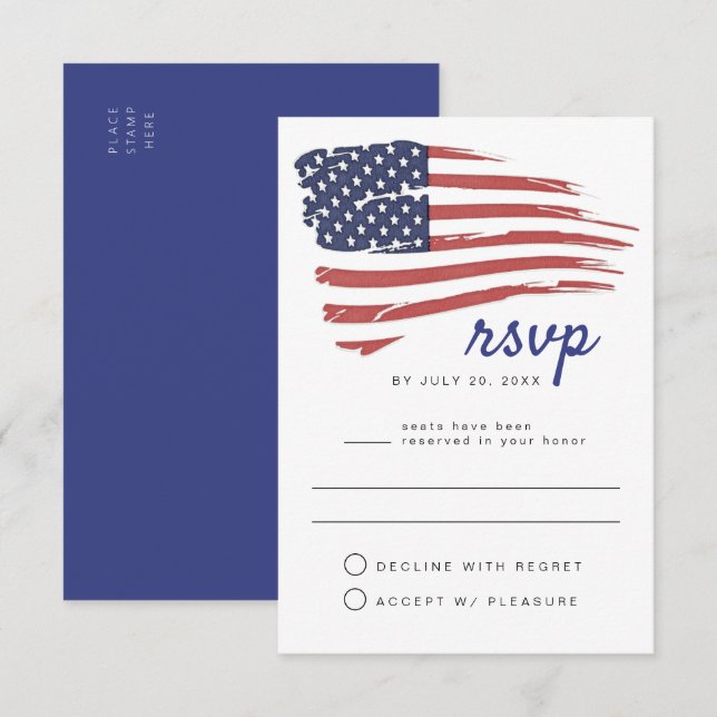 USA Watercolor American Flag Party UAWG Postcard Einladung (Vorne/Hinten)