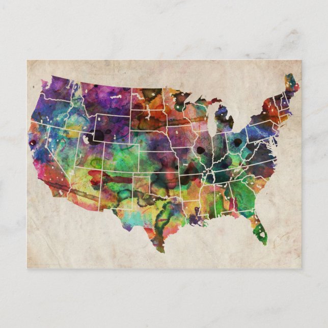 USA Watercolor Karte (Vorderseite)