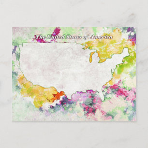 USA Watercolor Postcard Postkarte