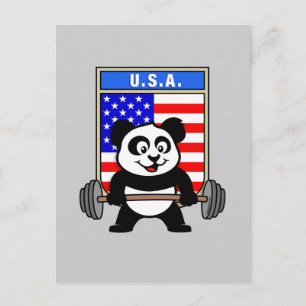 USA Weightlift Panda Postkarte