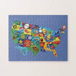USA Weihnachten MAP Puzzle