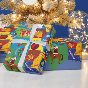 USA Weihnachtskarte Geschenkpapier