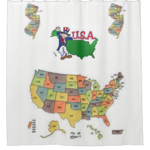 USA Weißer Landkarte Duschvorhang