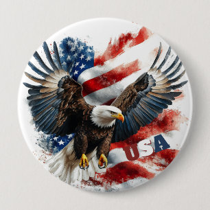 USA Weißkopfseeadler Patriotische Kunst – Fette Am Button