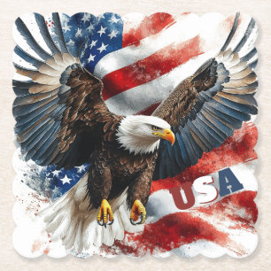 USA Weißkopfseeadler Patriotische Kunst – Fette Am Untersetzer