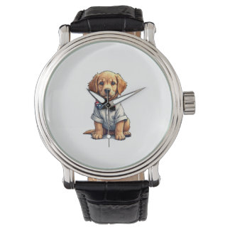 USA Welpen Patriot Golden Retriever Vintage T-Shir Armbanduhr