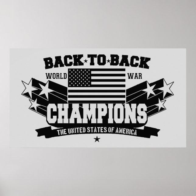 USA Weltkrieg Champions Black & White Poster (Vorne)