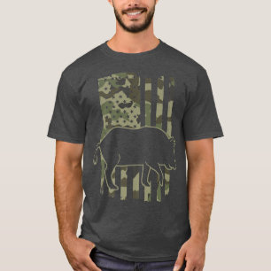 USA Wild Boar Junting USA Flag Pig Slayer T-Shirt