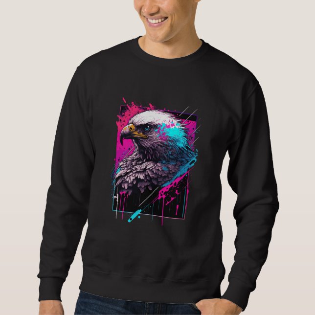 USA Wild Colorful Splash Eagle Illustration Graphi Sweatshirt (Vorderseite)