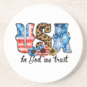USA - Wir vertrauen Gott CHRISTLICH Sonnenblum Getränkeuntersetzer