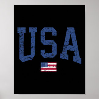 Usa Women Men Kids Patriotic American Flag Distres Poster